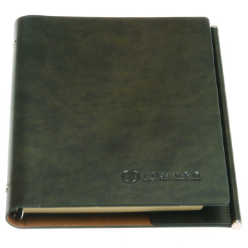 Impresión de cuaderno de negocios de tapa dura de cuero negro PU